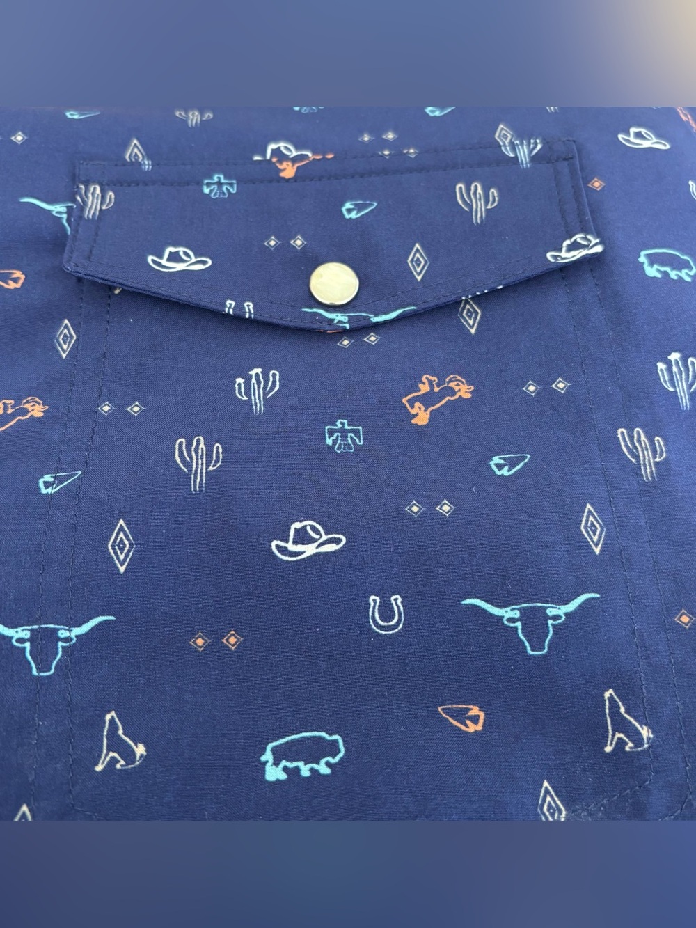 Panhandle Slim Navy XXL 2X short sleeve Western white pearl snap shirt. Preloved - Picture 4 of 11